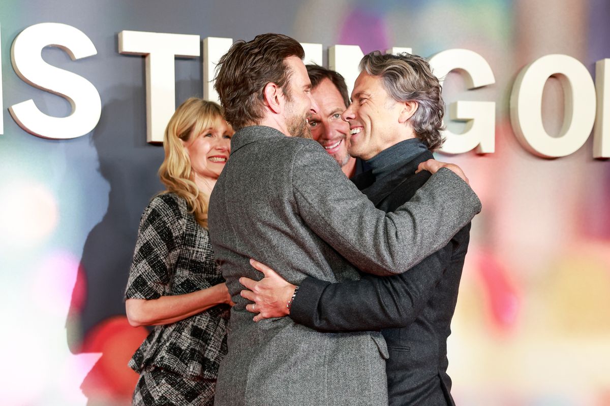 Bradley Cooper and John Bishop on the red carpet of the Is This Thing On gala screening in London