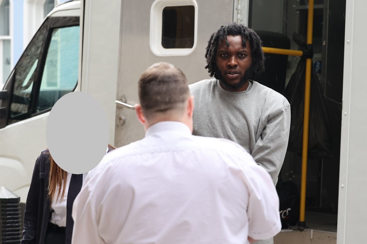 Israel Augustus - accused of acid attack in Lipson Road, arriving at Plymouth Magistrates' Court on Saturday March 8, 2025