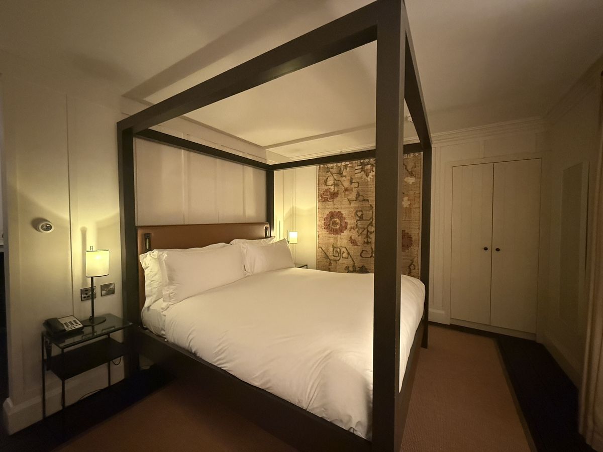 Four-poster bed done in a modern and simple way yet still makes an impact inside the Henry Signature Suite at Grove of Narberth hotel