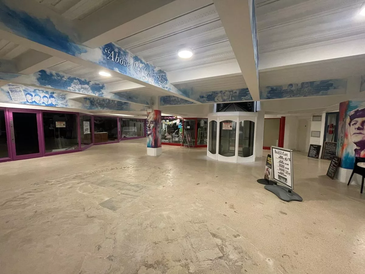 Cavern Walks Shopping Centre in Liverpool in May 2025, when the centre was "virtually vacant"