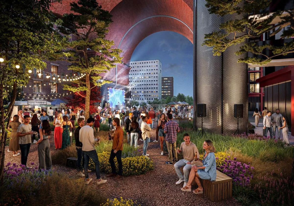 What Weaver's Square, at the Weir Mill development in Stockport, could look like (Image: Capital and Centric)