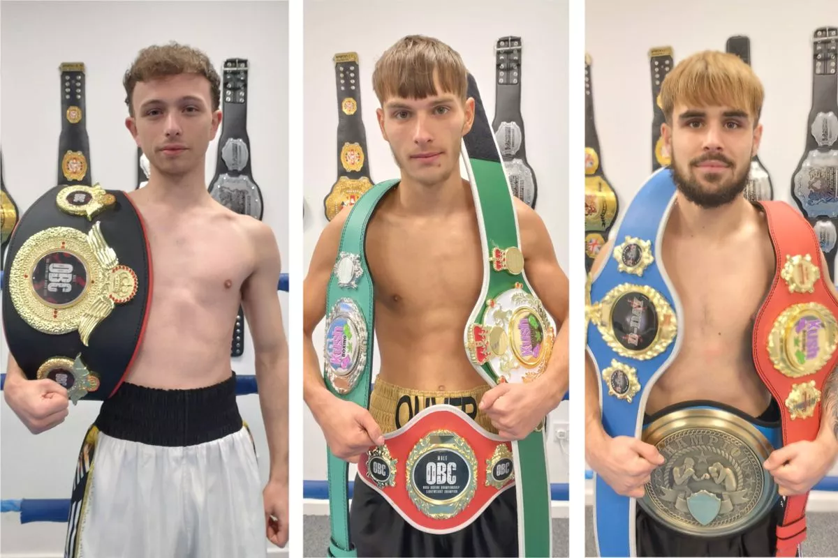 (L-R) AJ Patterson, Jayden Oliver, and Leon Dunn of Rampage Boxing and Fitness in Consett, County Durham