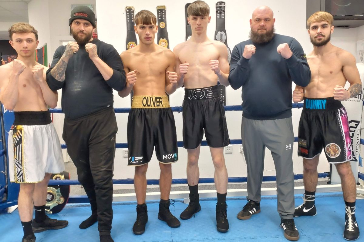 (L-R) AJ Patterson, Shaun Wales, Jayden Oliver, Joe Willetts, Daniel 'Rampage' Robson, and Leon Dunn