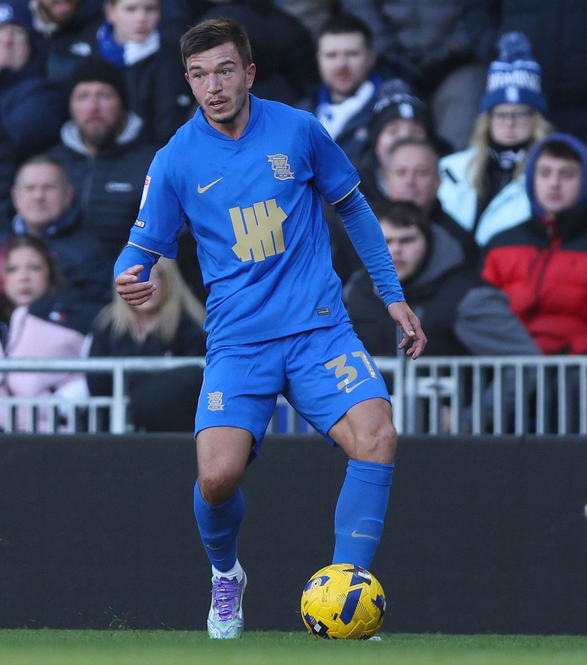 Kai Wagner in action on his Birmingham City debut against Coventry City