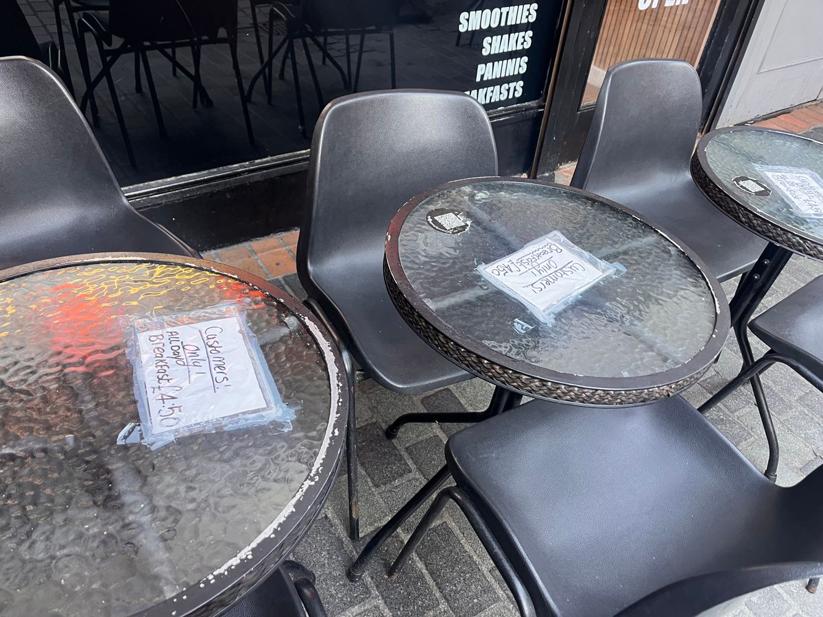 The Chantilly Beatles Cafe's £4.50 breakfast signs are plastered all over