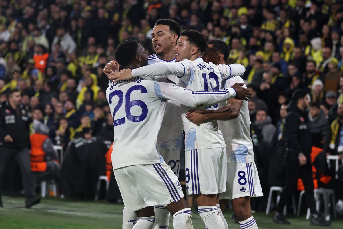 Jadon Sancho scored his first goal for Aston Villa in the win over Fenerbahce