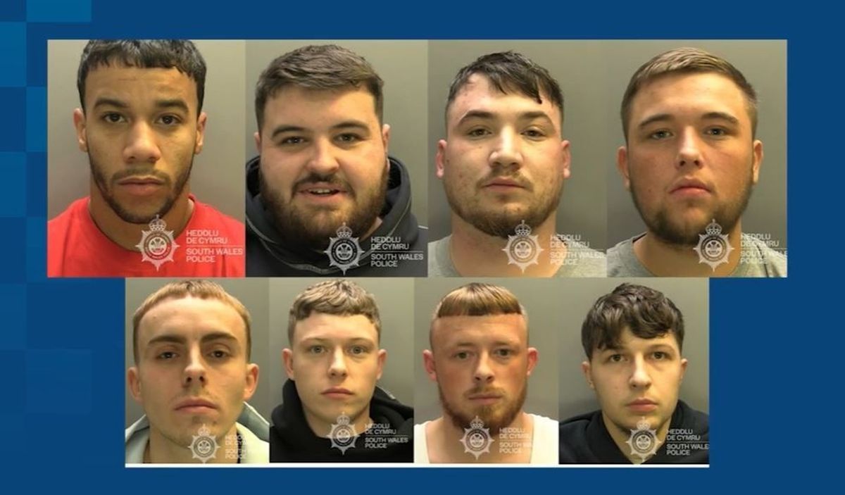 Eight mugshots of different men