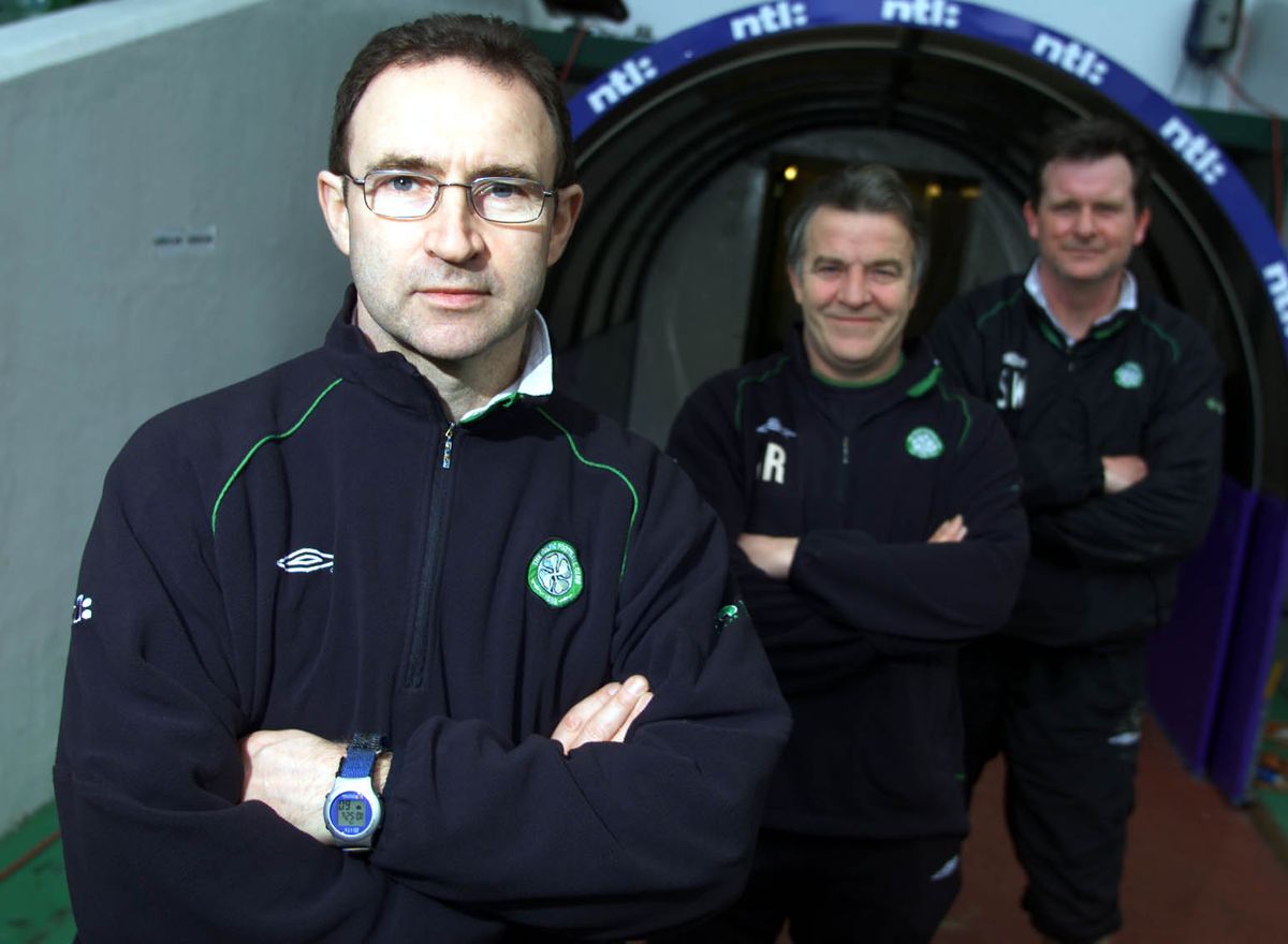 Martin O'Neill with his trusted Celtic backroom team of John Robertson and Steve Walford
