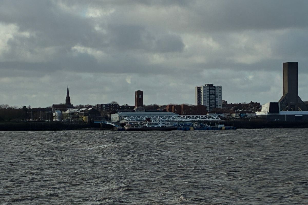 The Mersey Ferry docked at Seacombe as services suspended.