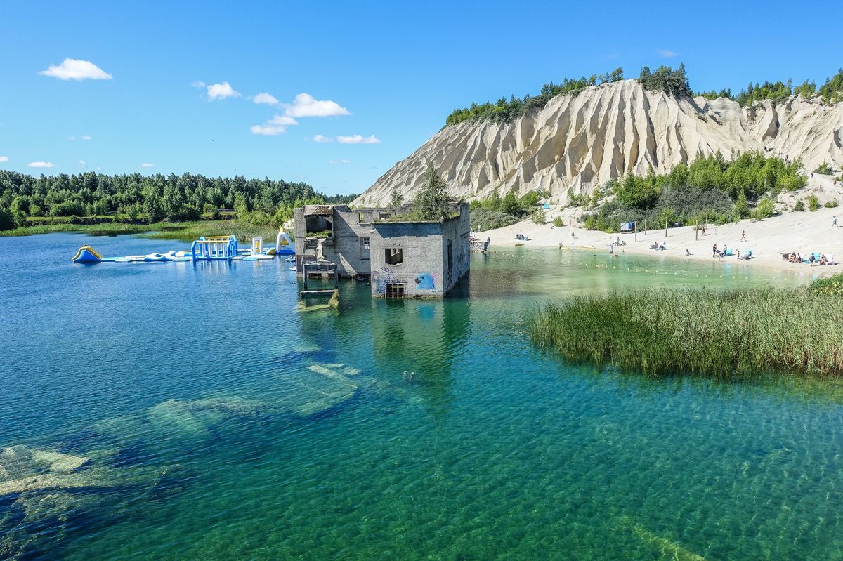 Murru Prison ruins located near the Rummu Quarry is seen in Rummu, Estonia on 30 July 2022 The mining of Vasalemma limestone and marble in the Rummu quarry started as early as 1938 and the prisoners of Murru Prison were used as labour. (Photo by Michal Fludra/NurPhoto via Getty Images)