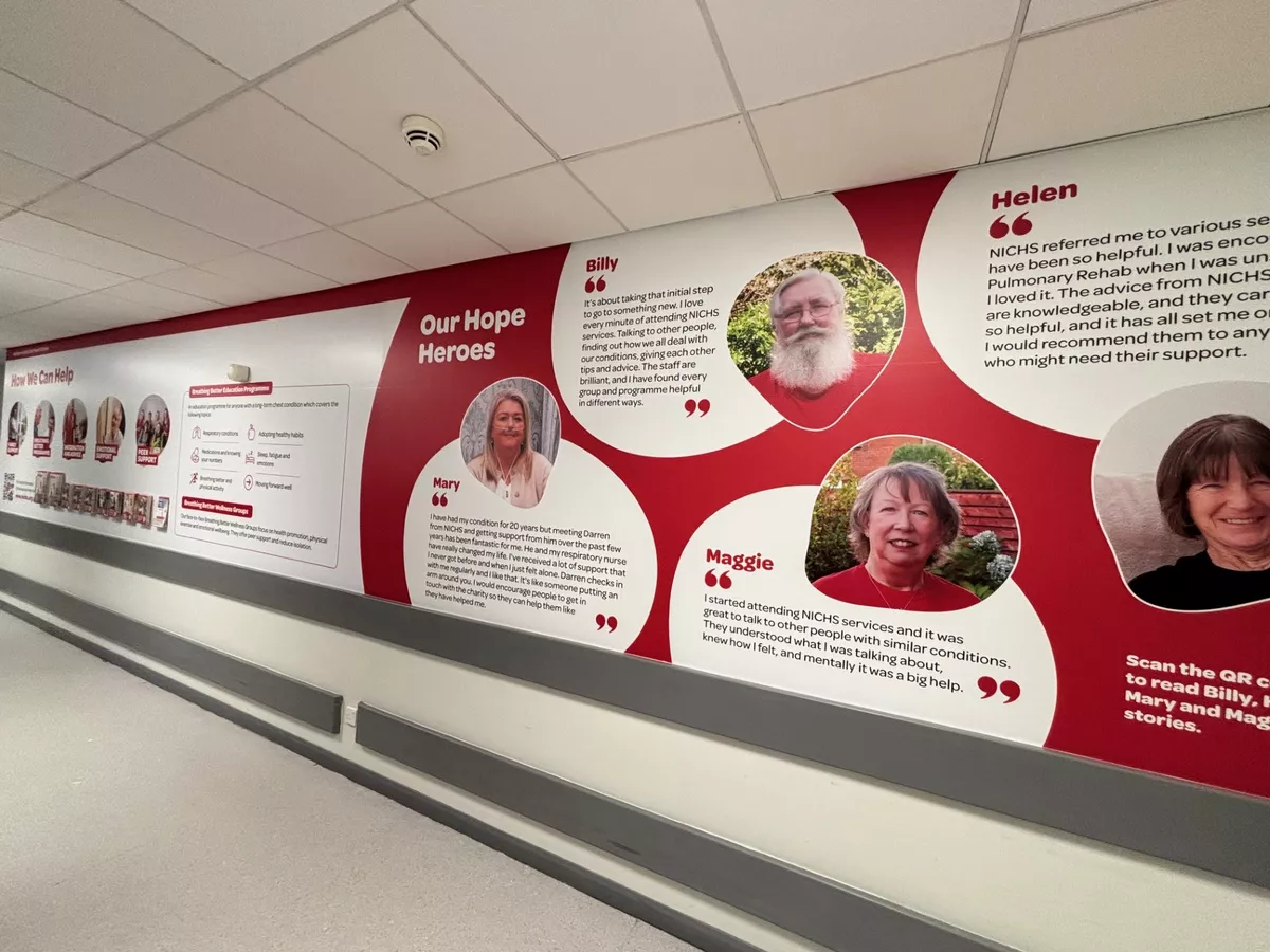 Mary features on NICHS’s Hall of Hope at Antrim Area Hospital to inform and inspire other respiratory patients and their families