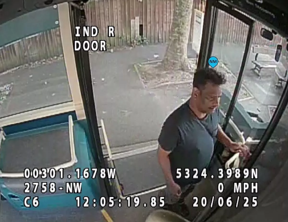 CCTV of Nimalarajah Mathiyadaranam boarding a bus on Birkenhead Road in Seacombe before he travelled to Bootle and stabbed his wife Nilani Nimalarajah to death