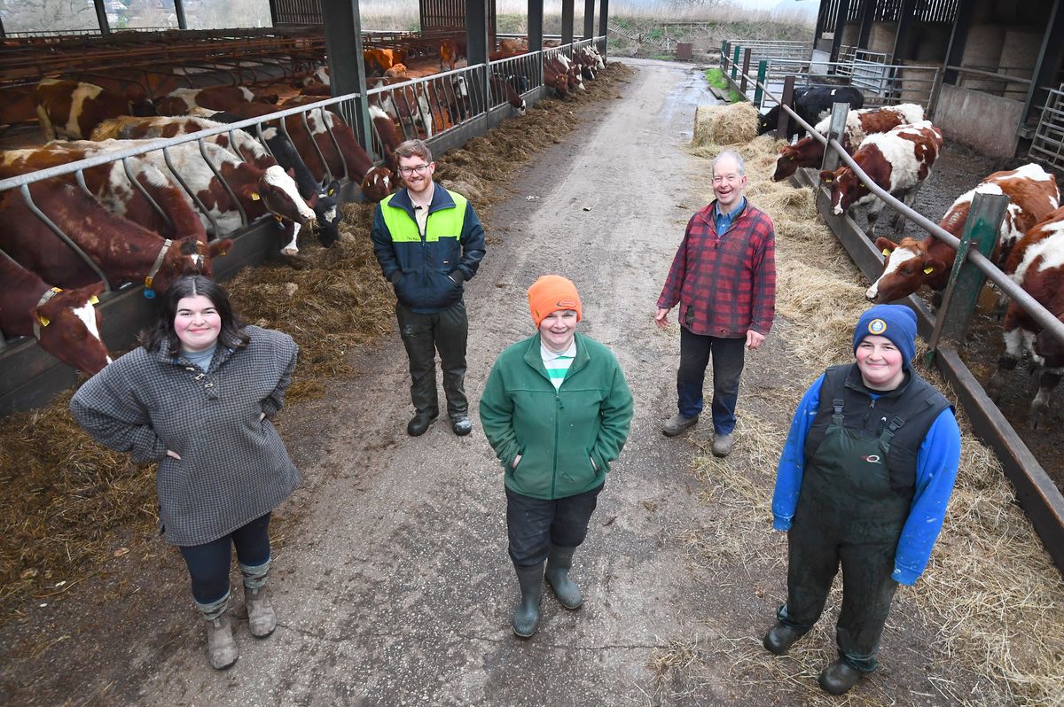 The team at at Peckforton Dairy Farm ltr Monica Capewell,Tom Palethorpe,Jacqueline Capewell,James Capewell and A.J. Capewell