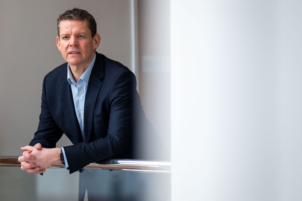 Leader of Plaid Cymru Rhun ap Iorwerth poses for a portrait following a press conference at Ty Hywel 