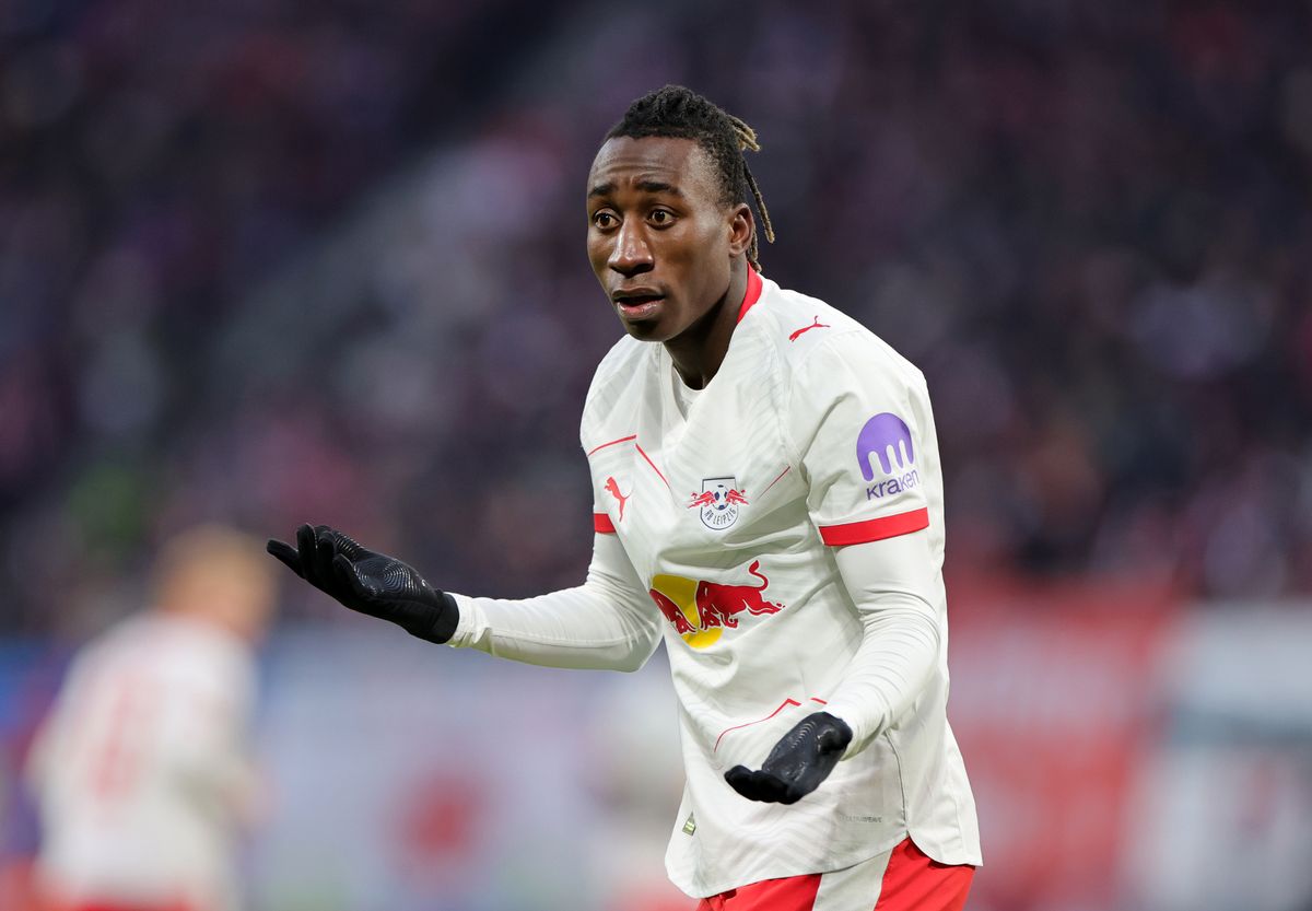 LEIPZIG, GERMANY - NOVEMBER 23: Yan Diomande of RB Leipzig reacts during the Bundesliga match between RB Leipzig and SV Werder Bremen at Red Bull Arena on November 23, 2025 in Leipzig, Germany. (Photo by Boris Streubel/Getty Images)
