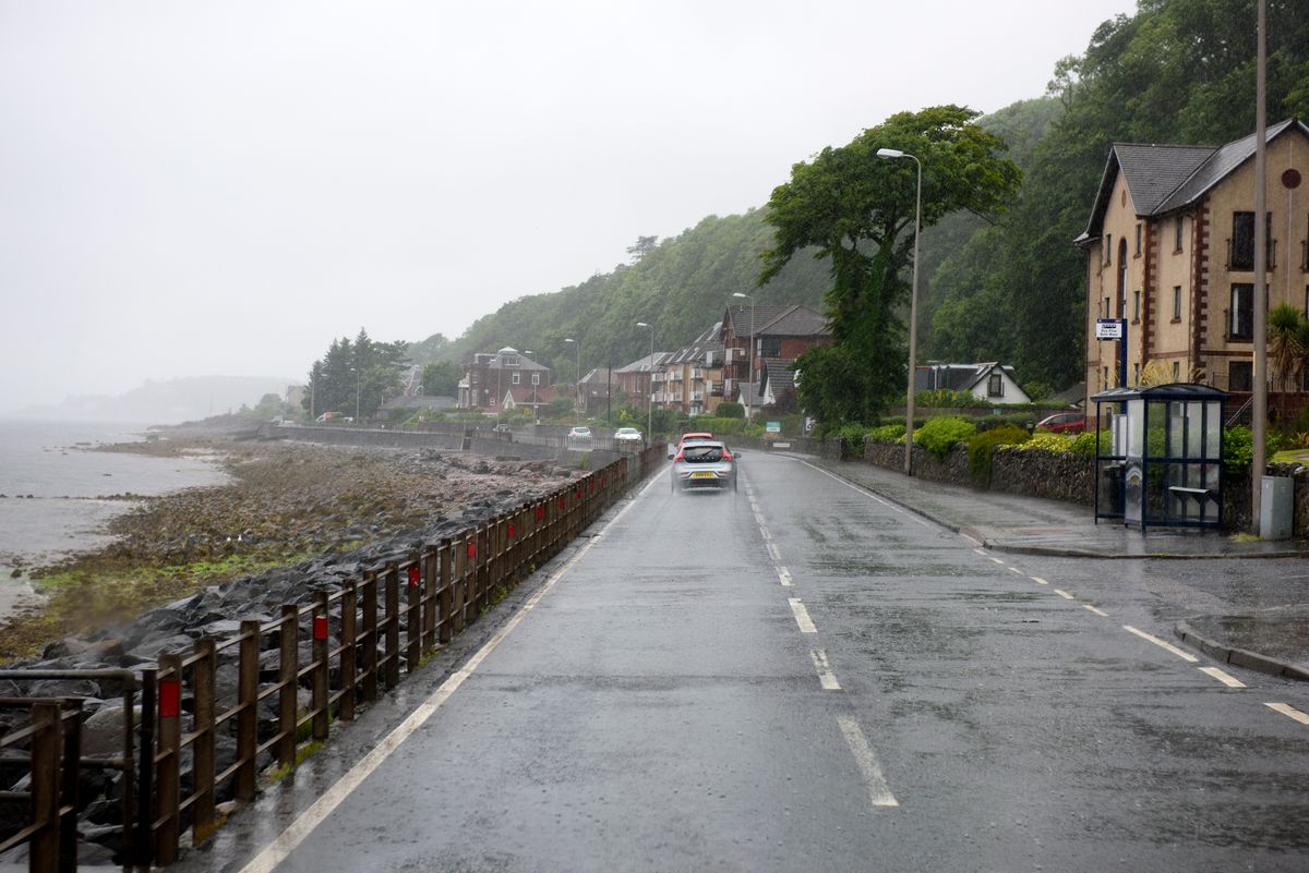 A picture of a coastal road at Skelmorlie, North Ayrshire, Isle of Arran, Scotland