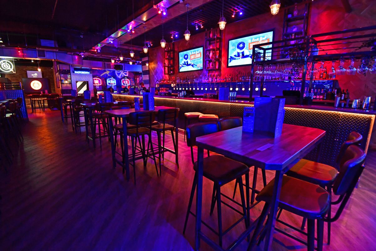 The bar and seating area