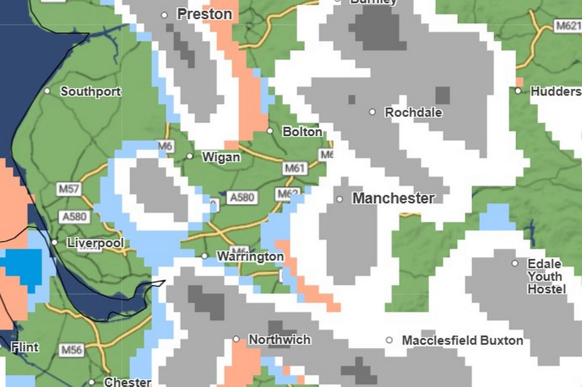 Snow showers are forecast in Greater Manchester on Sunday