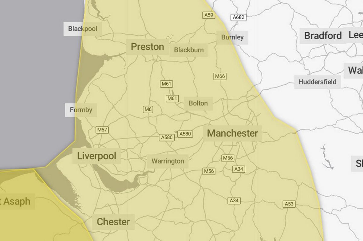 All areas of Greater Manchester are now hit by the warning