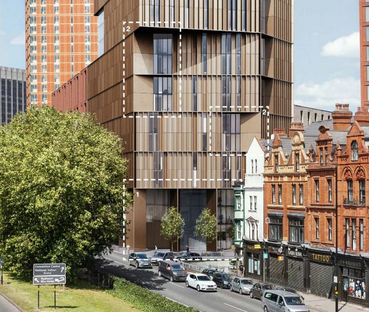 Proposed Birmingham skyscraper at Bristol Street, Bromsgrove Street and Essex Street - amended design