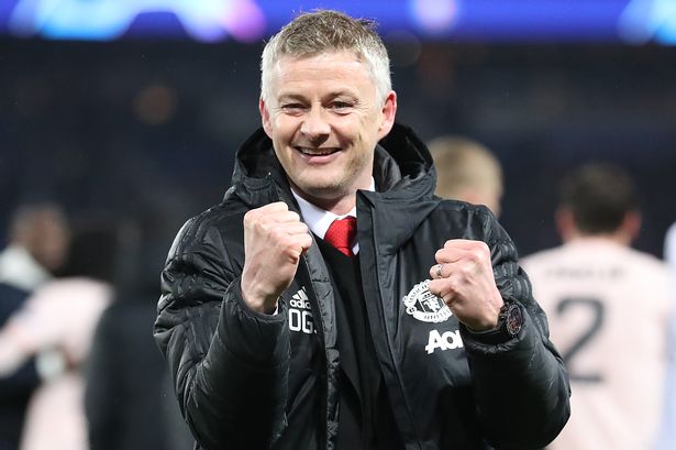 Ole Gunner Solskjaer celebrates during his previous spell as Manchester United manager.