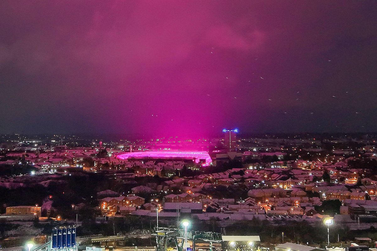 The blue sky over Birmingham during Storm Goretti