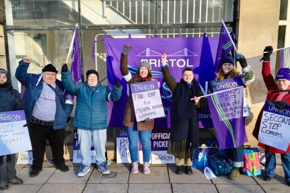 Mental health workers from Bristol charity Second Step man the picket lines in a dispute over pay, January 2026