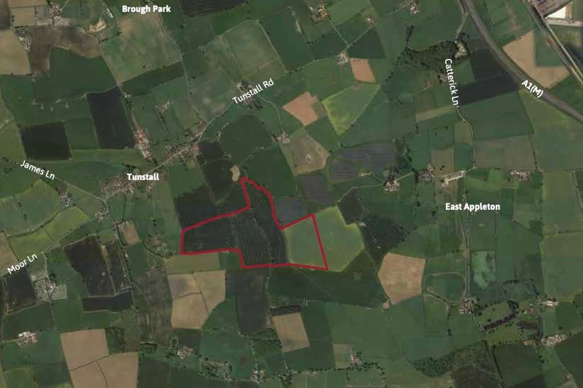 The location of the proposed solar farm near Tunstall.