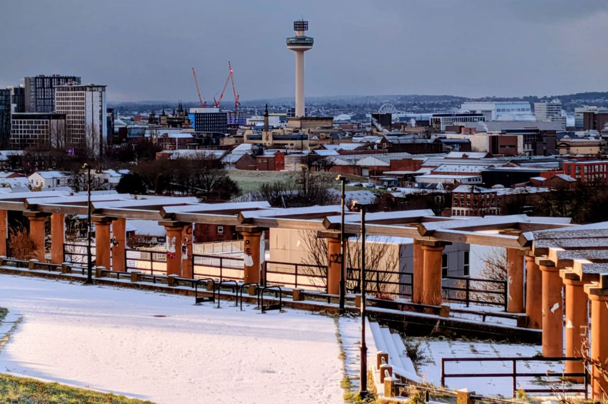A view of Liverpool from a snowy Everton Brow