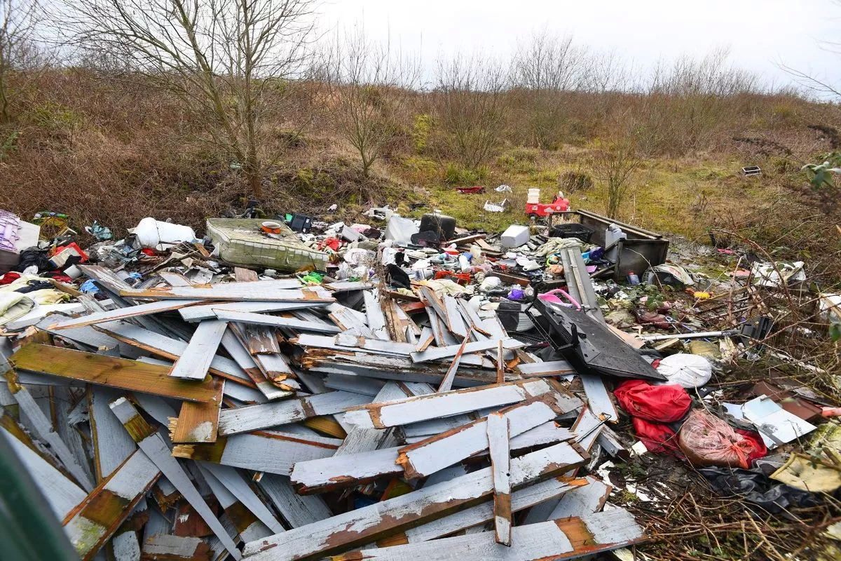 The rubbish left dumped on land off Aintree Lane