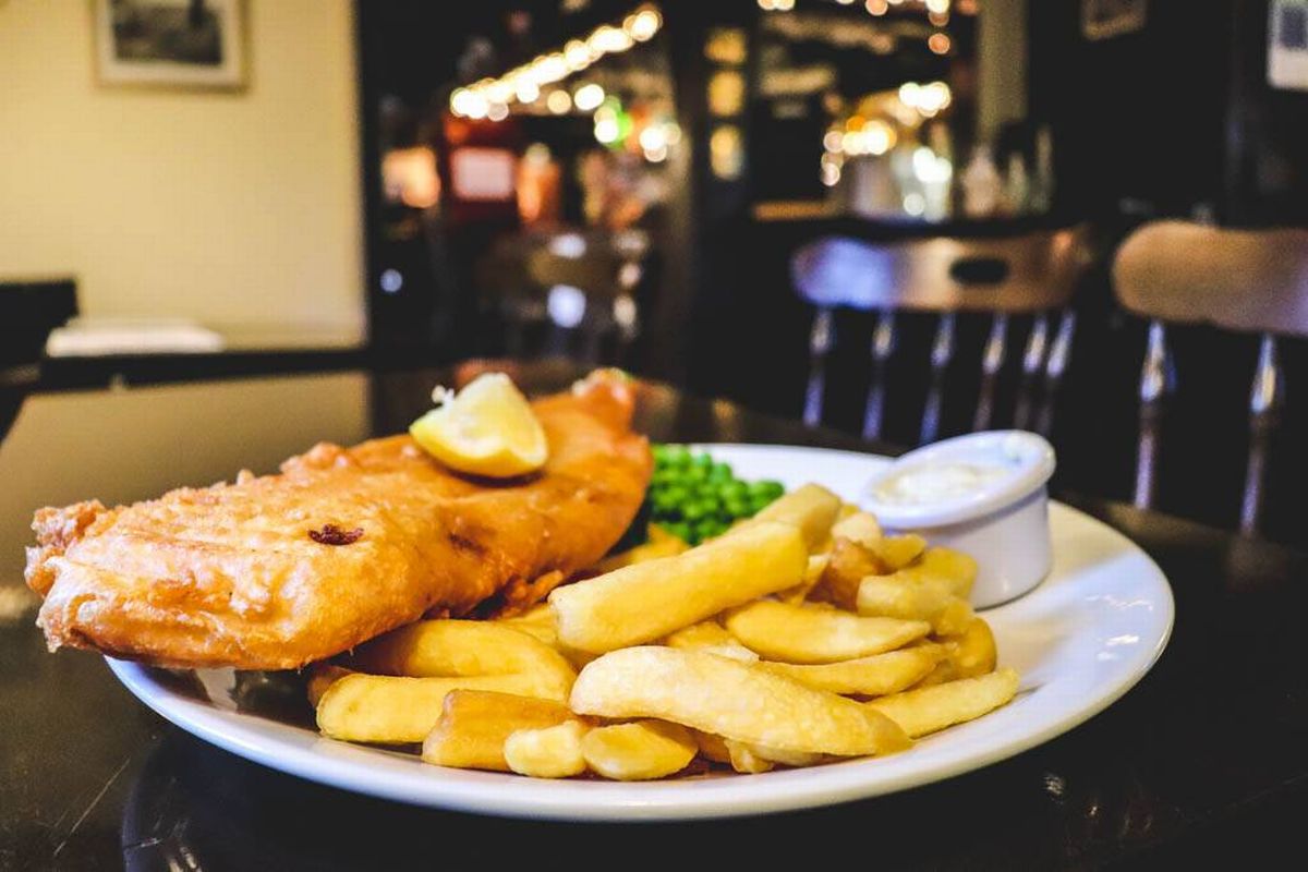 Fish and chips at the Triangle Inn in Rhayader
