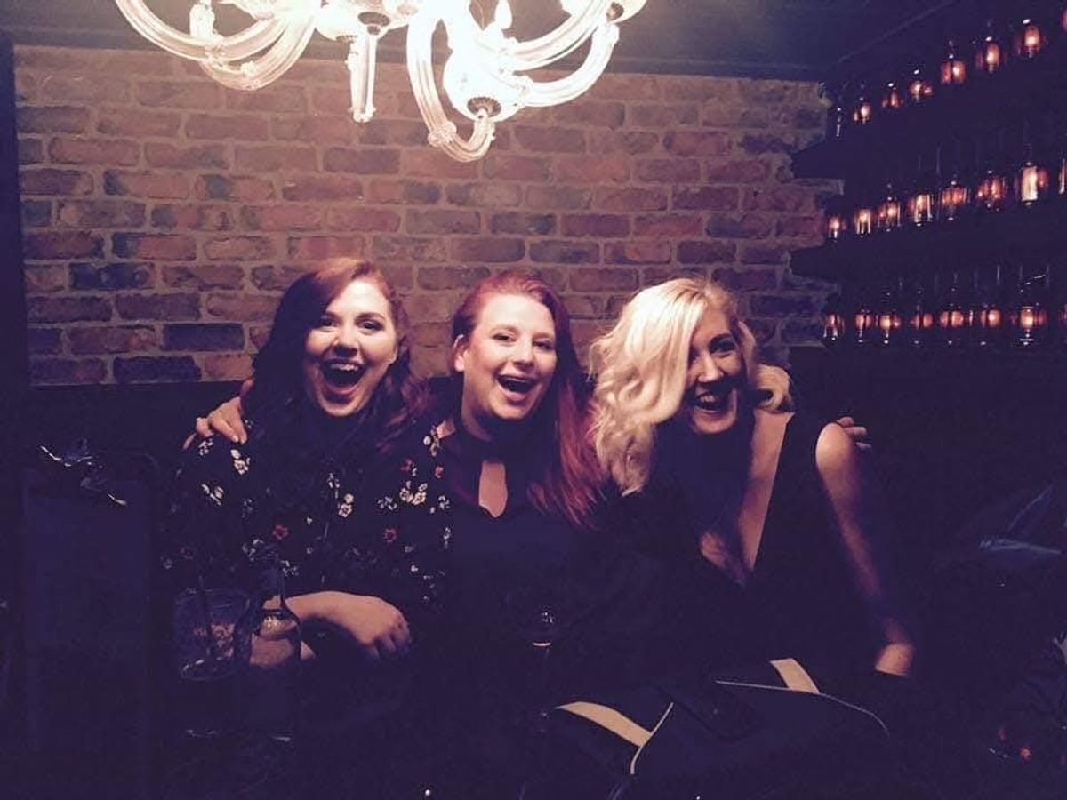 Carly pictured with her friends Becca and Kerry who set up the GoFundMe page