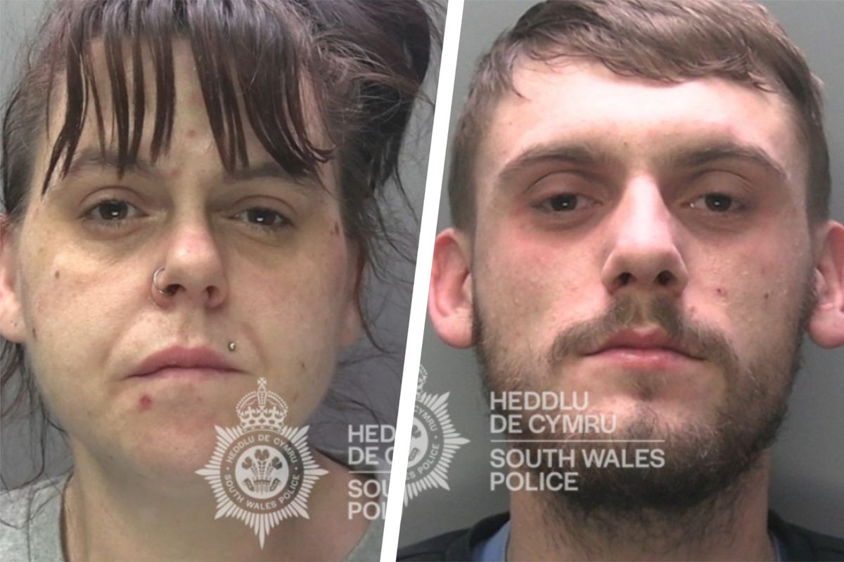 police mugshots of man and woman