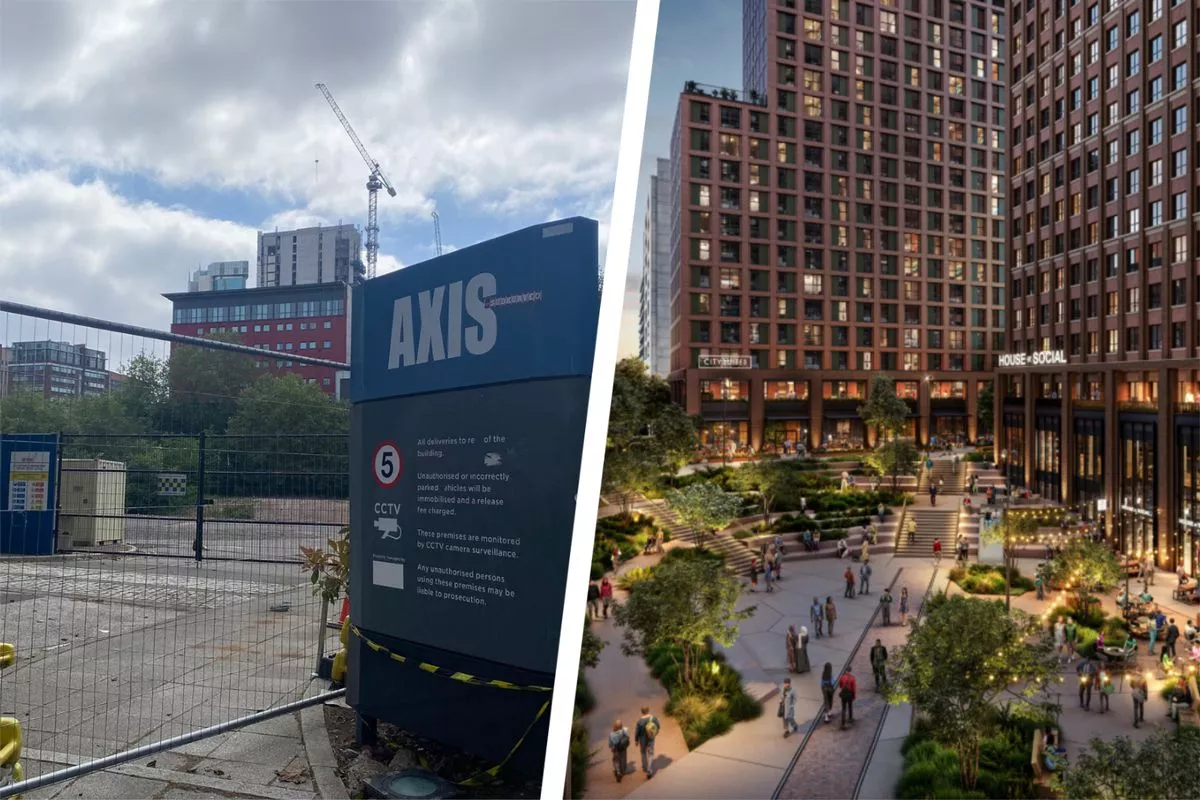 Site of the former Axis building in Holliday Street/CGI of the proposed Birmingham city centre development