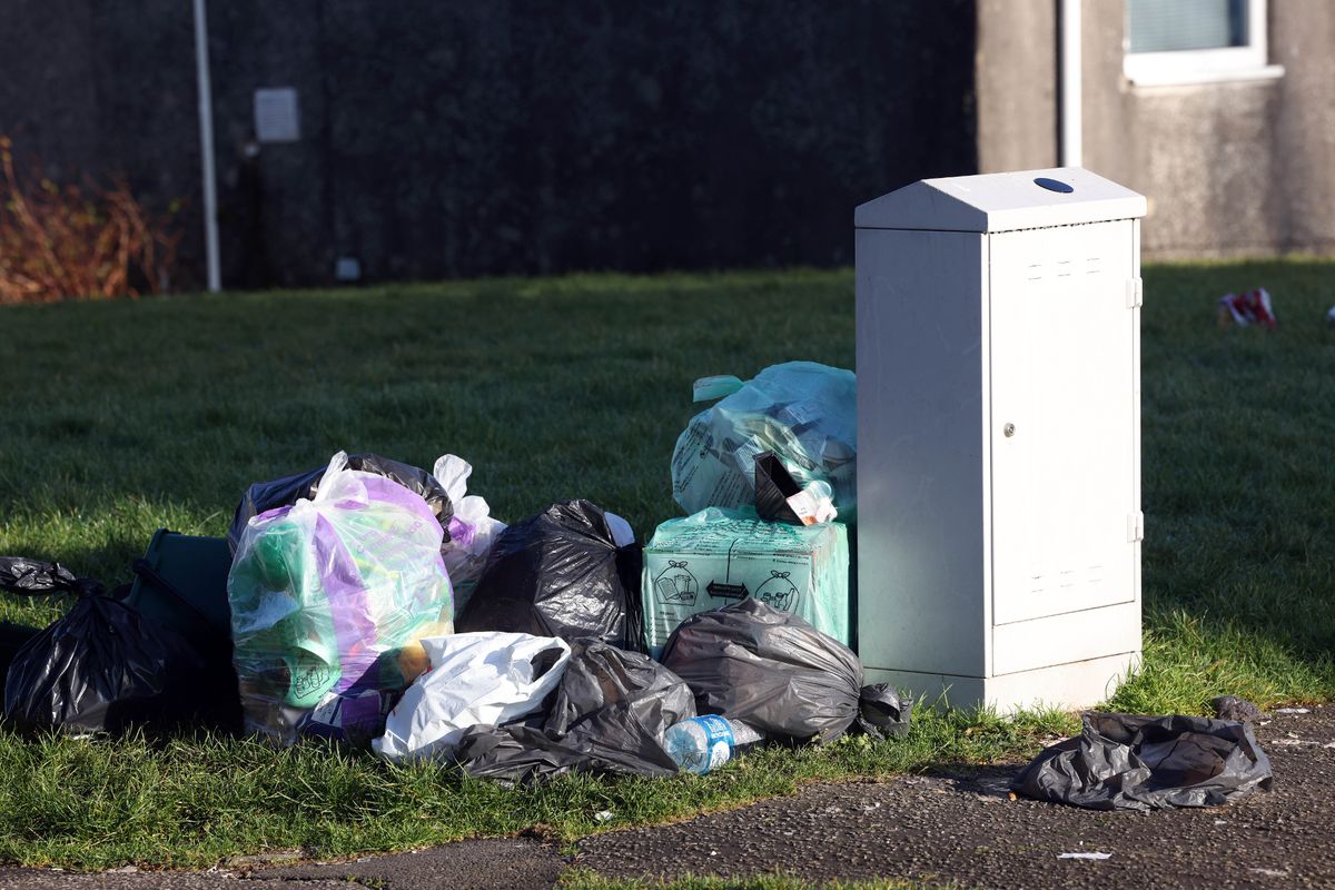 Plastic bags were spotted dotted round the area