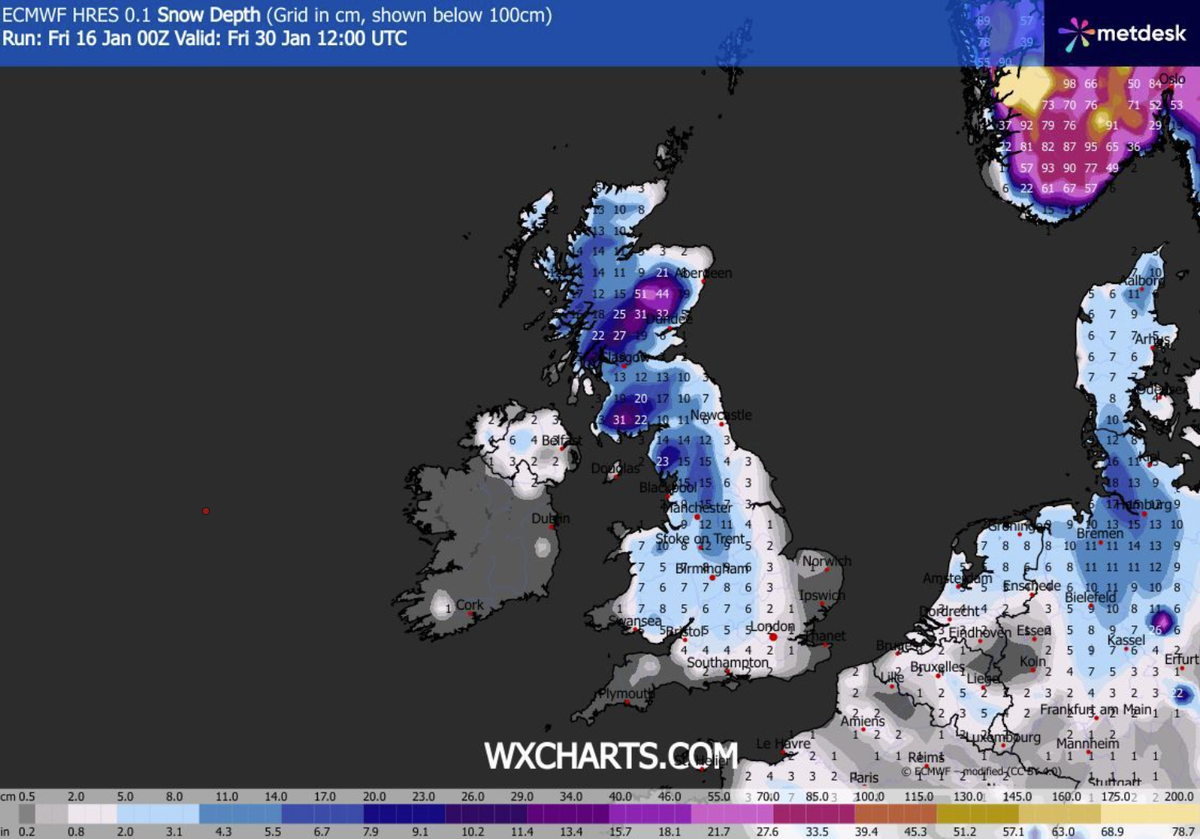 Fri 30 Jan 12:00 snow depth