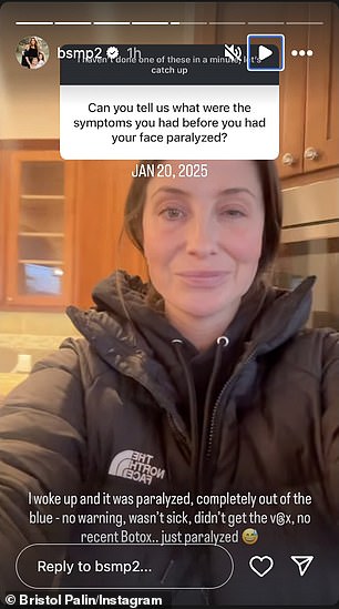 The media personality, who is the daughter of Alaskan politician Sarah Palin, first revealed the condition in January 2025