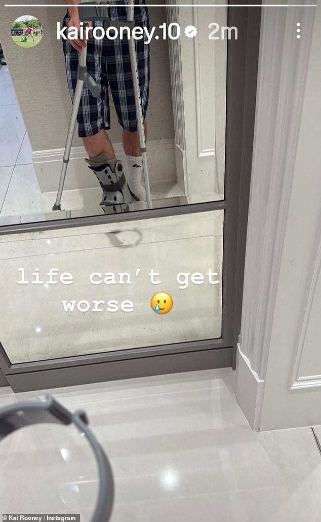 Kai's was on crutches for months with his right foot in a protective boot. In September, he shared an image of his predicament on Instagram alongside a caption of 'Life can't get worse'