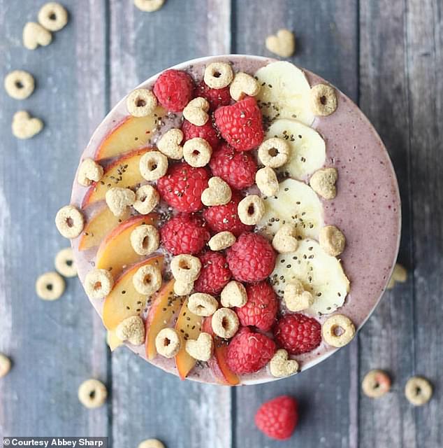 Abbey still enjoys her Lucky Charms, but eats them in a more healthy combo
