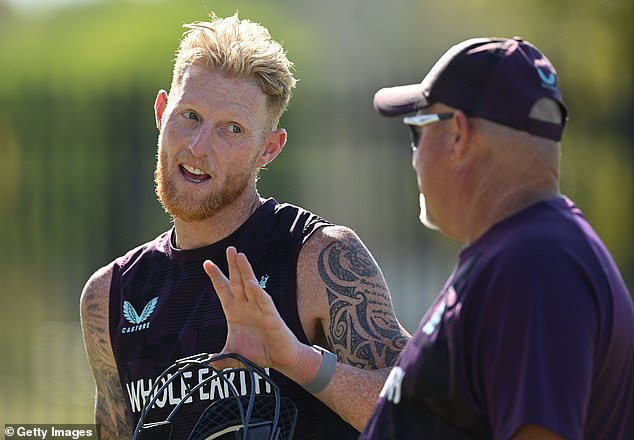 England captain Ben Stokes with Saker whose mantra seems to be 'hit the top of off stump'