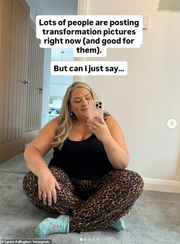 Great British Bake Off star Laura Adlington proudly showed off her curves as she shared an important message on Instagram on Wednesday