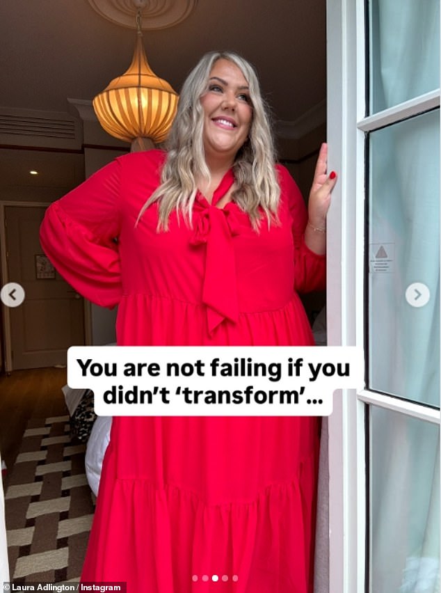 Laura wrote: 'Lots of people are posting transformation pictures right now (and good for them). But can I just say... It's ok if your body stayed the same this year...'
