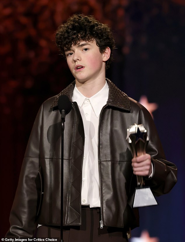 The 16-year-old rising star became the youngest ever to earn Best Supporting Actor in a Limited Series or Movie Made for Television for his name-making role for Netflix