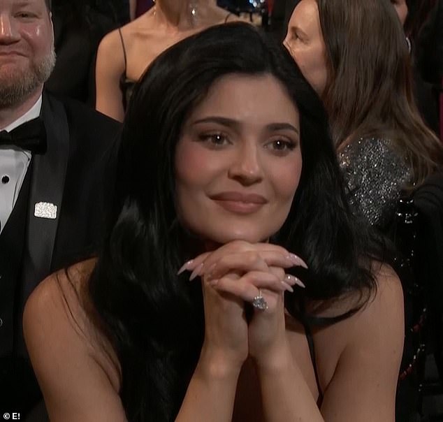 Jenner looked emotional as Chalamet recognized her during his big moment