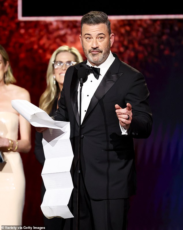 'You know he hosted an awards show over the break,' Kimmel said. 'After boasting about what a great host he is and how much better he is than I am and how huge his ratings would be, Trump hosted the lowest rated Kennedy Center Honors telecast of all time'