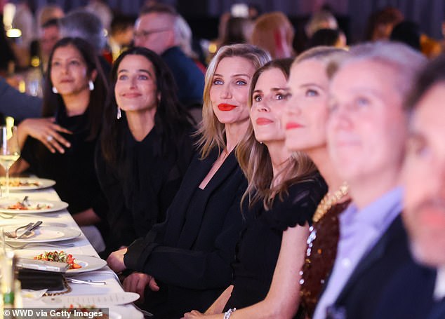 Cameron Diaz had a smile on her face as she listened to the speeches given throughout the night