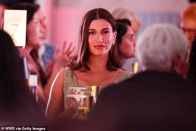 Hailey mingled with fellow stars without her husband Justin Bieber by her side