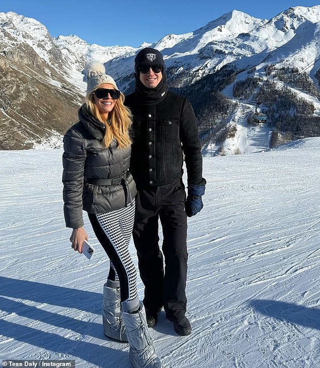 Tess also shared snaps with her husband Vernon, 51, who wore a black jacket, trousers and matching beanie hat