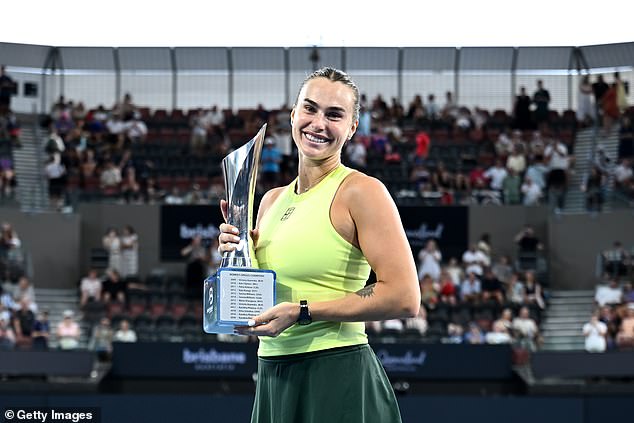 A tense moment unfolded after Aryna Sabalenka (pictured) claimed her second successive Brisbane International title on Sunday