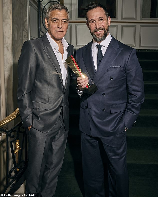 Elsewhere during the same evening, George enjoyed a reunion with his ER co-star Noah Wyle - 16 years after the hit medical drama television series came to an end